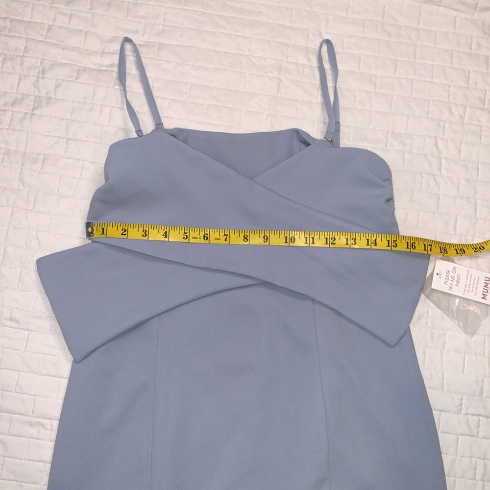 NWT Show Me Your Mumu Weddings Harper Gown, Steel Blue Stretch, Size Large - Picture 11 of 16